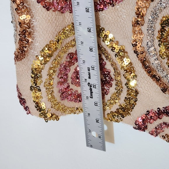 Trina Turk Pink and Gold Glitterati Sequin Mini Cocktail Dress Size 0 NWT