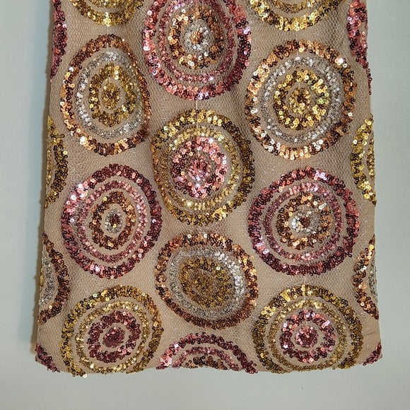 Trina Turk Pink and Gold Glitterati Sequin Mini Cocktail Dress Size 0 NWT