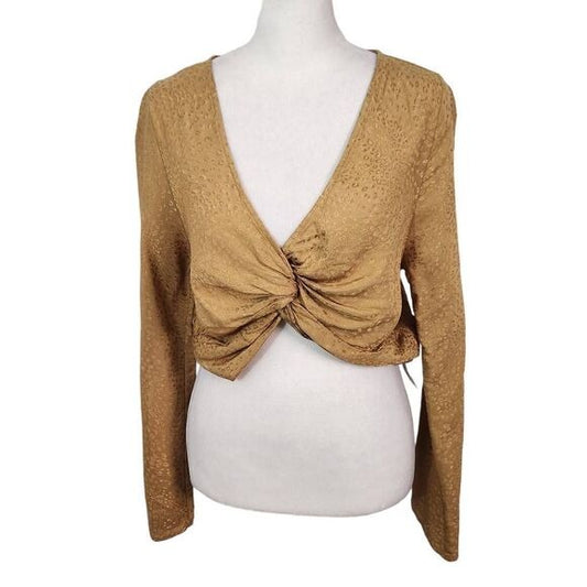 Kirious Tan Leopard Print Crop Top NWT Size Medium Tan Leopard Print Top