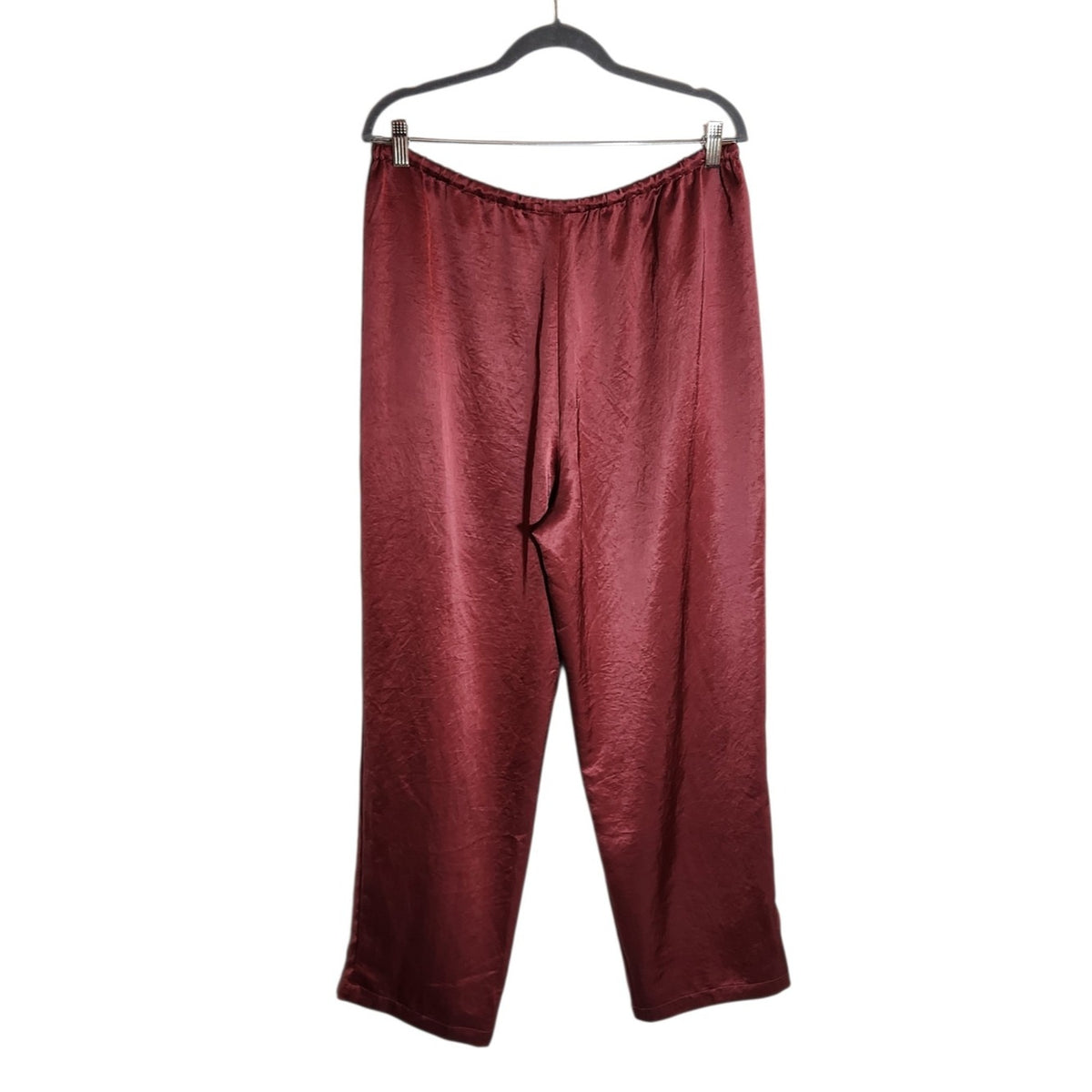 Madewell Burgundy Crinkle Satin Pull-On Drawstring Pants Size Large NWT