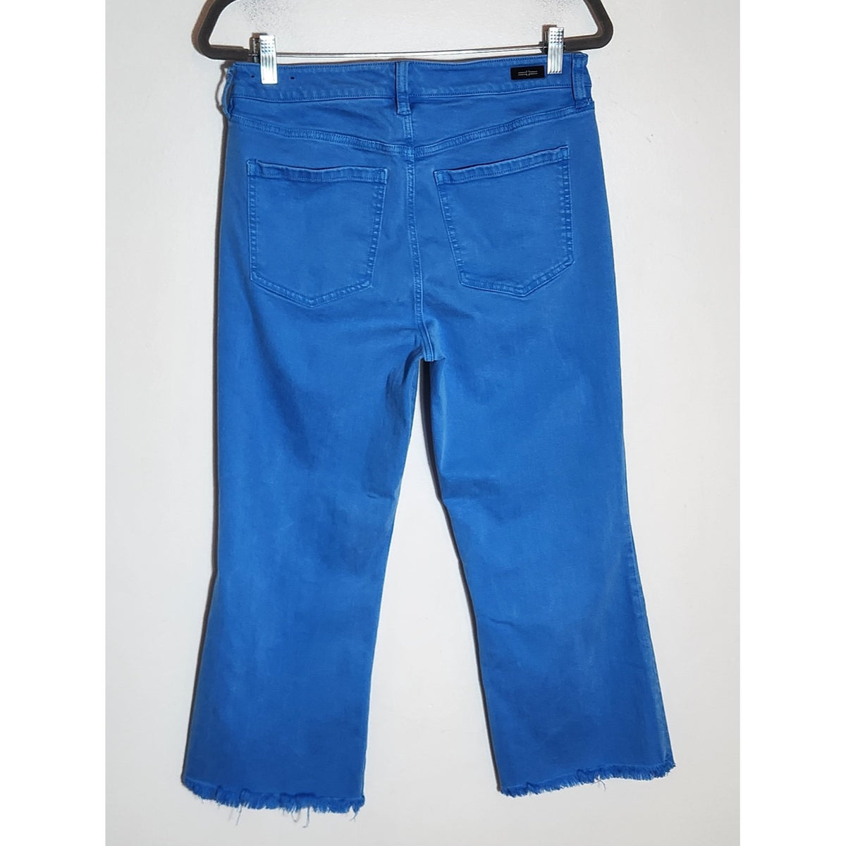 Liverpool Blue Cropped Flare Jeans with Raw Edge Hem Size 12