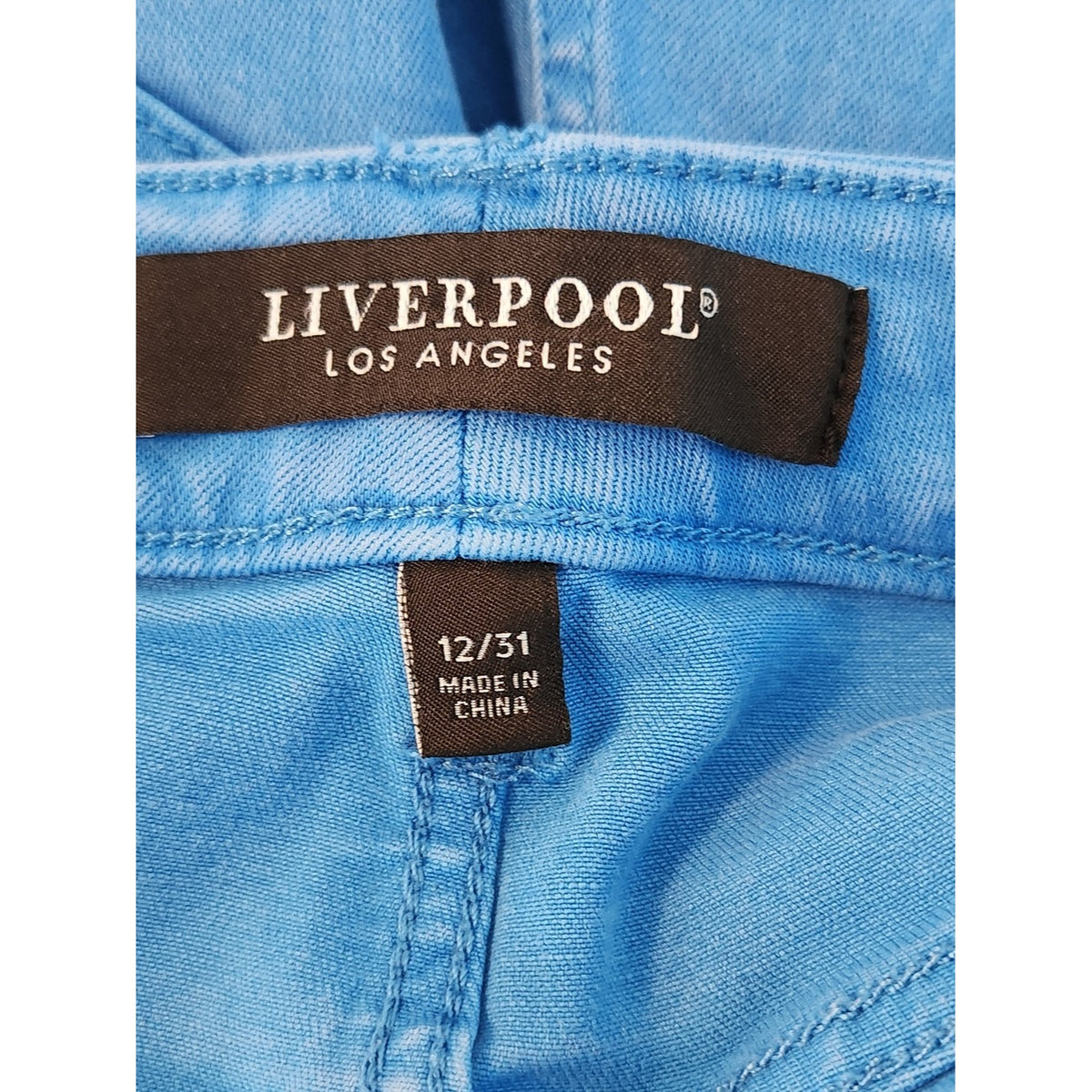Liverpool Blue Cropped Flare Jeans with Raw Edge Hem Size 12