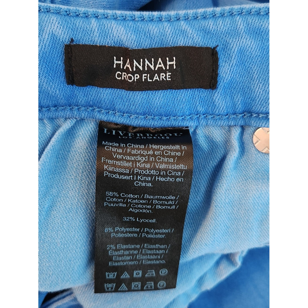 Liverpool Blue Cropped Flare Jeans with Raw Edge Hem Size 12