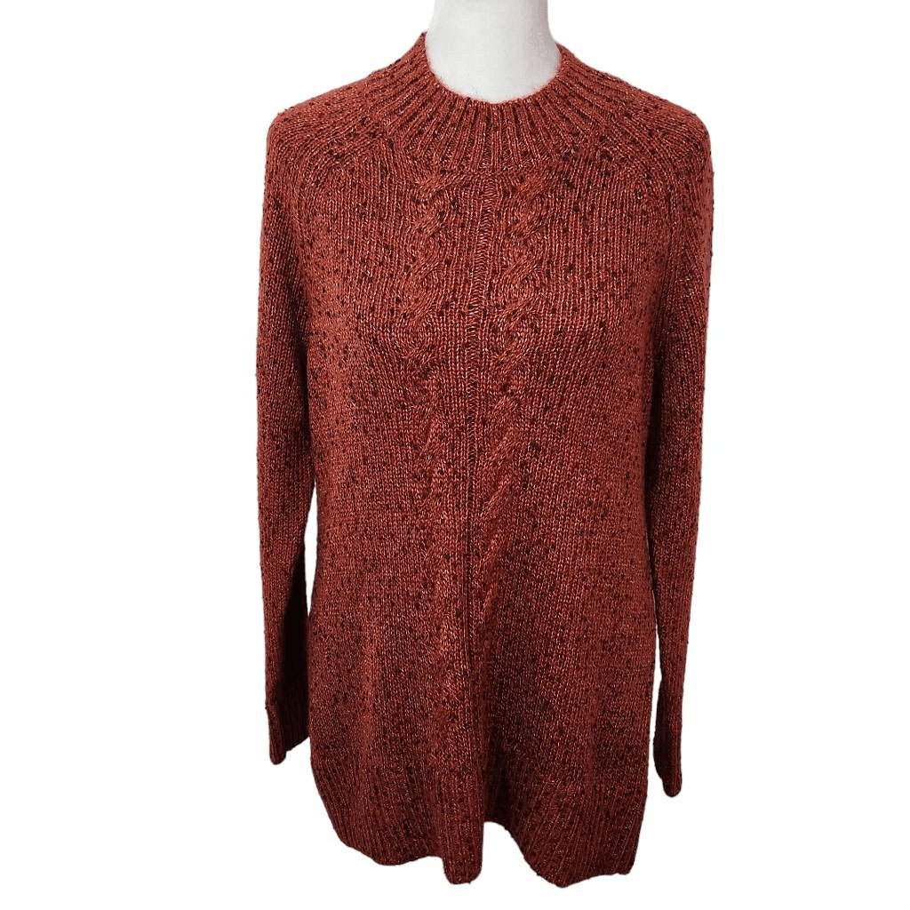 Naturals D&Co. Rust Sweater Size XS Soft Mock Neck Knit Sweater