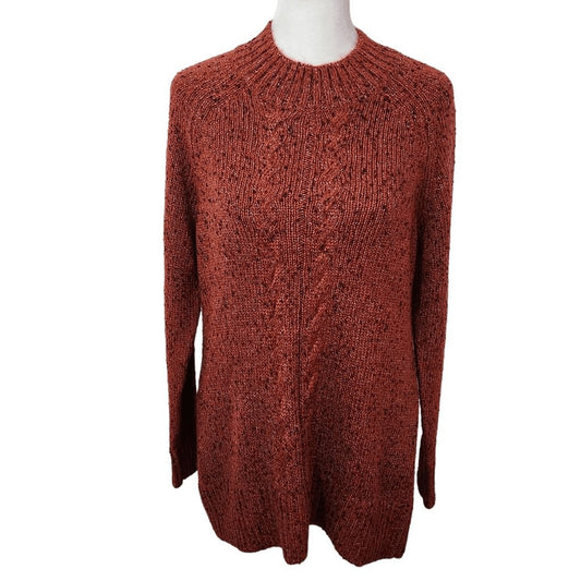 Naturals D&Co. Rust Sweater Size XS Soft Mock Neck Knit Sweater