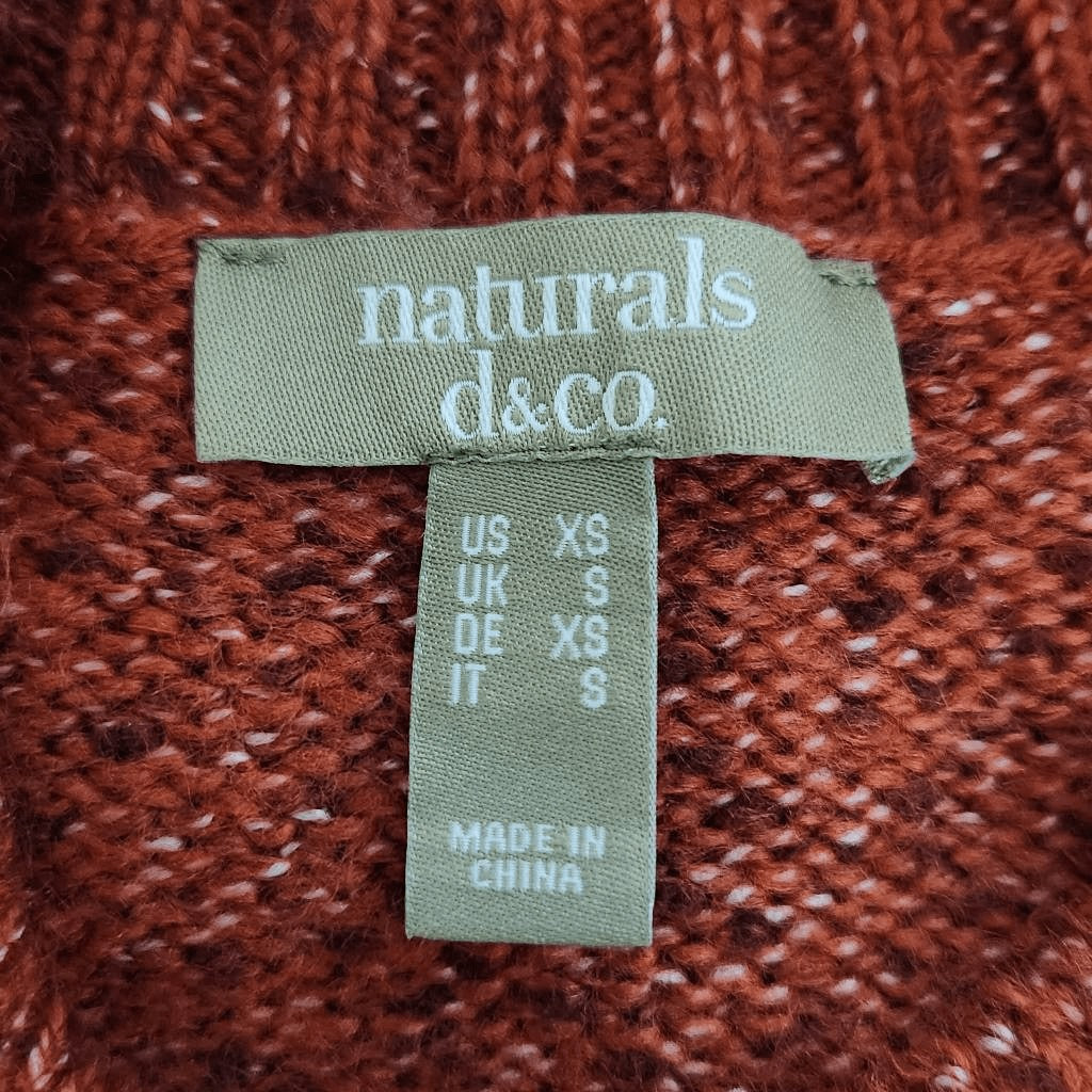 Naturals D&Co. Rust Sweater Size XS Soft Mock Neck Knit Sweater