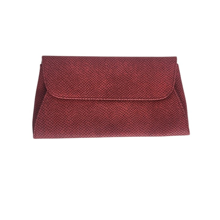 Urban Expressions Red Faux Snakeskin Embossed Clutch