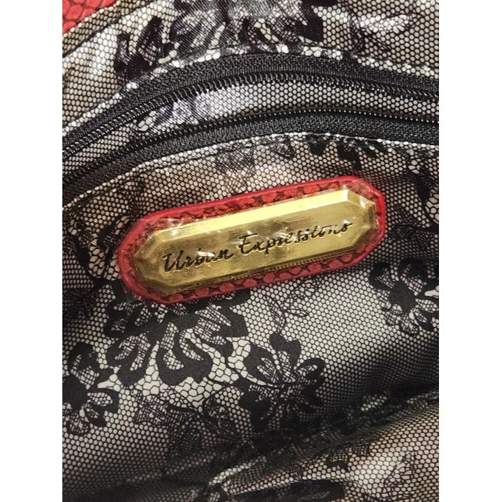 Urban Expressions Red Faux Snakeskin Embossed Clutch