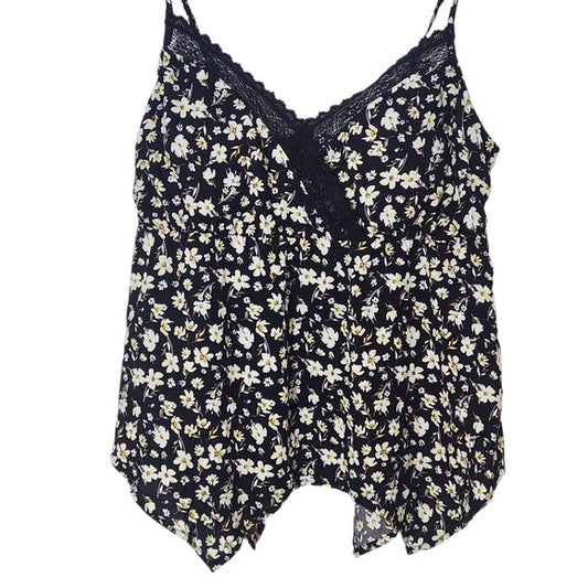 No Boundaries Black Floral Tank Top Size Large Black Floral Top New