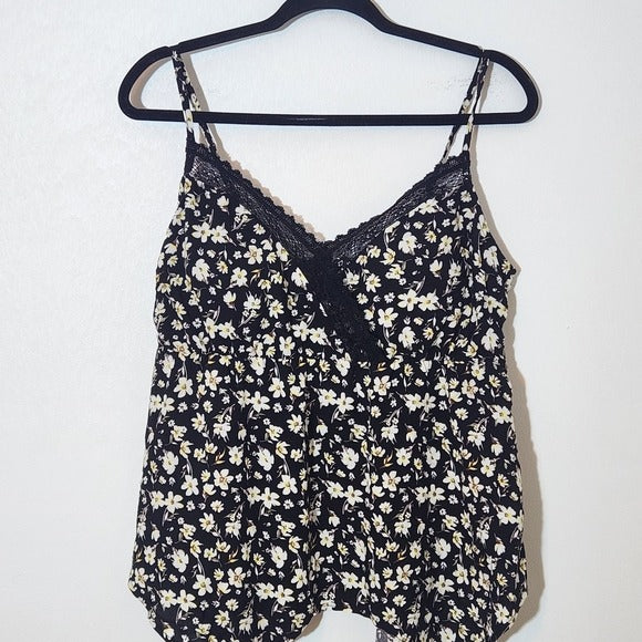 No Boundaries Black Floral Tank Top Size Large Black Floral Top New