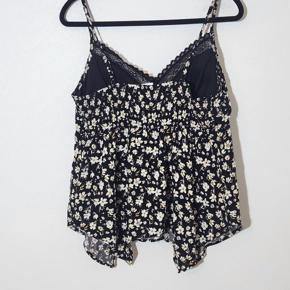 No Boundaries Black Floral Tank Top Size Large Black Floral Top New