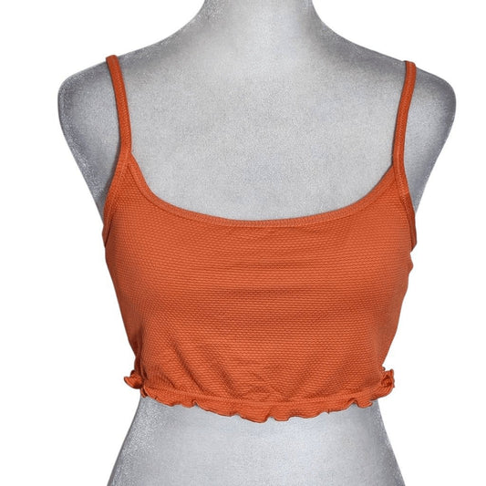 Aerie Orange Cropped Bikini Top NWT Size Medium Orange Textured Swim Top
