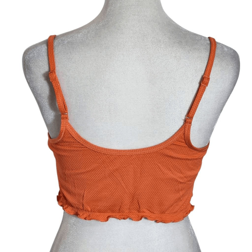 Aerie Orange Cropped Bikini Top NWT Size Medium Orange Textured Swim Top