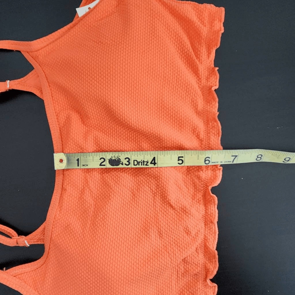 Aerie Orange Cropped Bikini Top NWT Size Medium Orange Textured Swim Top