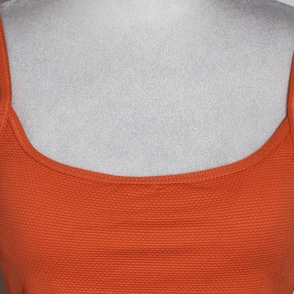 Aerie Orange Cropped Bikini Top NWT Size Medium Orange Textured Swim Top