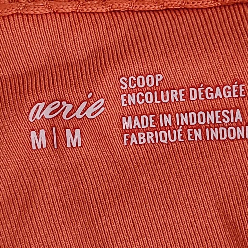 Aerie Orange Cropped Bikini Top NWT Size Medium Orange Textured Swim Top