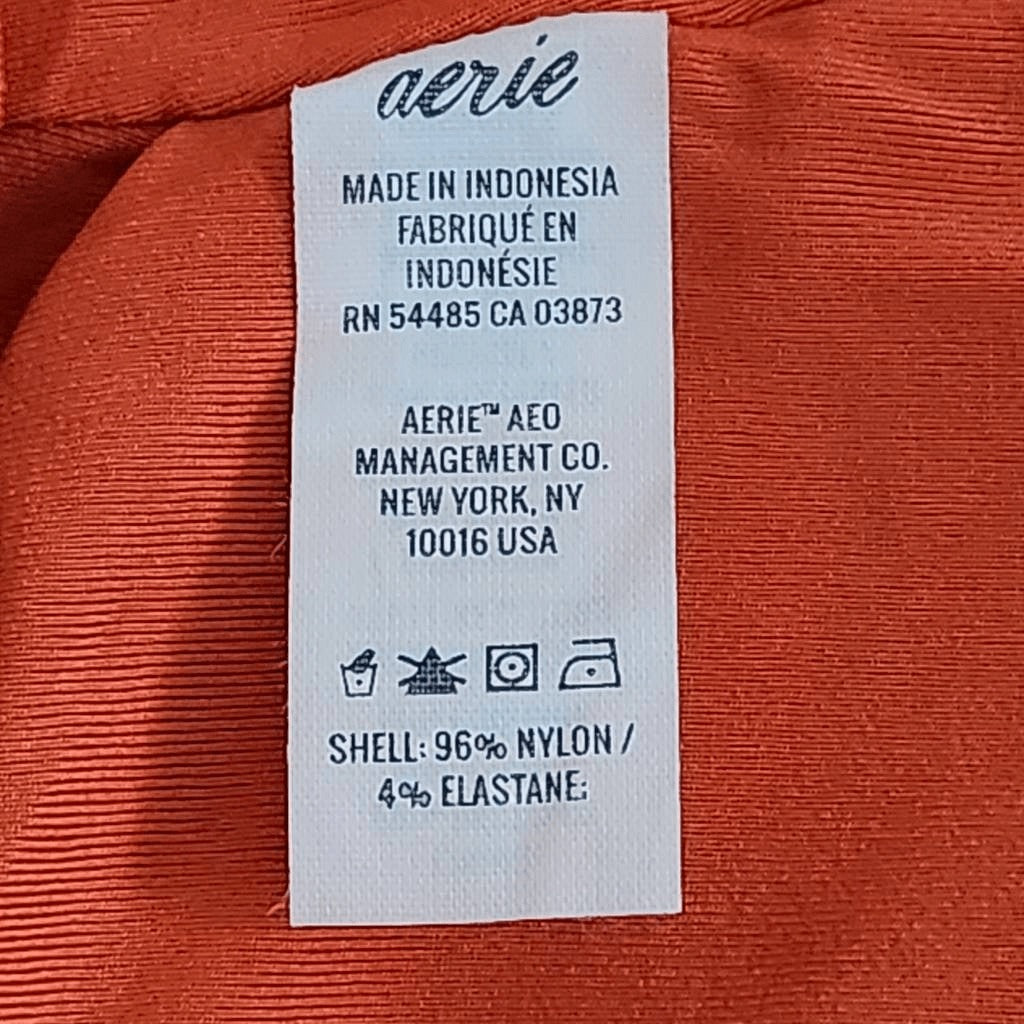 Aerie Orange Cropped Bikini Top NWT Size Medium Orange Textured Swim Top