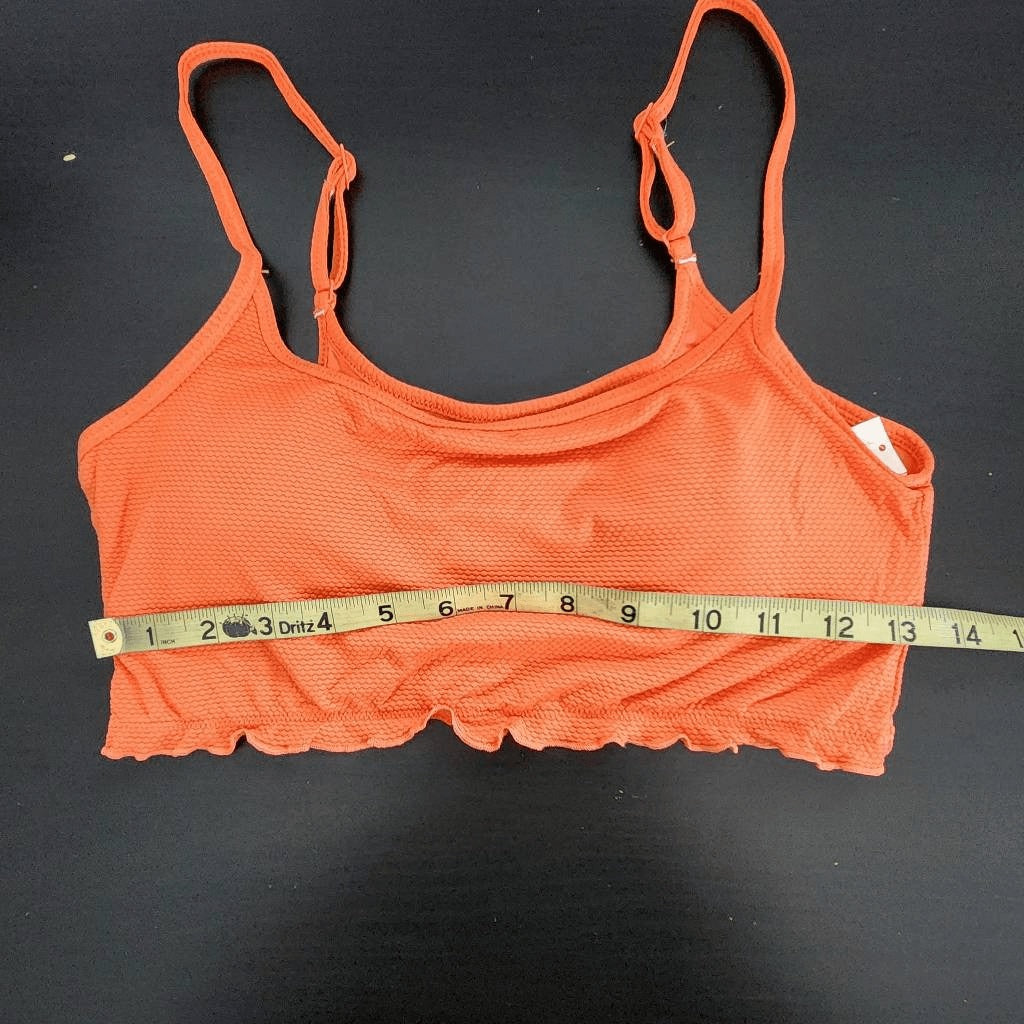 Aerie Orange Cropped Bikini Top NWT Size Medium Orange Textured Swim Top
