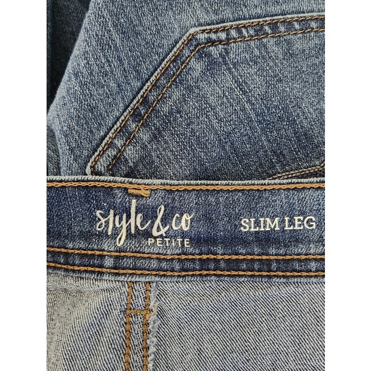 Style & Co Medium Wash Slim Leg Jeans Size 14 Petite