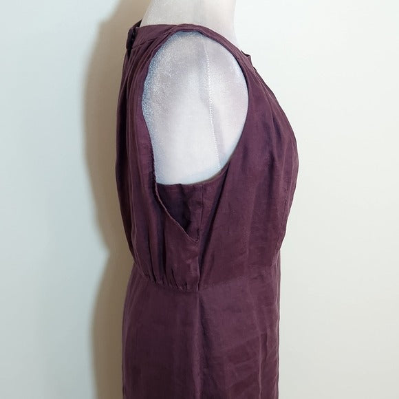 LOFT Plum Linen Sheath Dress Size 6 Wedding Guest Dress