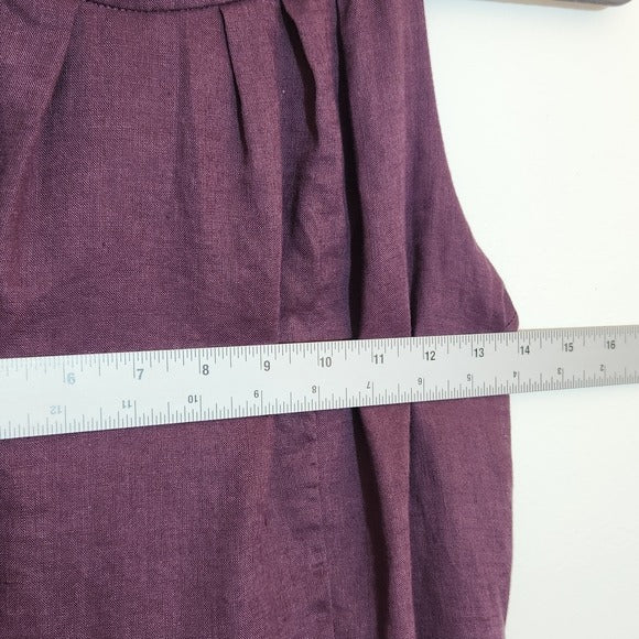 LOFT Plum Linen Sheath Dress Size 6 Wedding Guest Dress