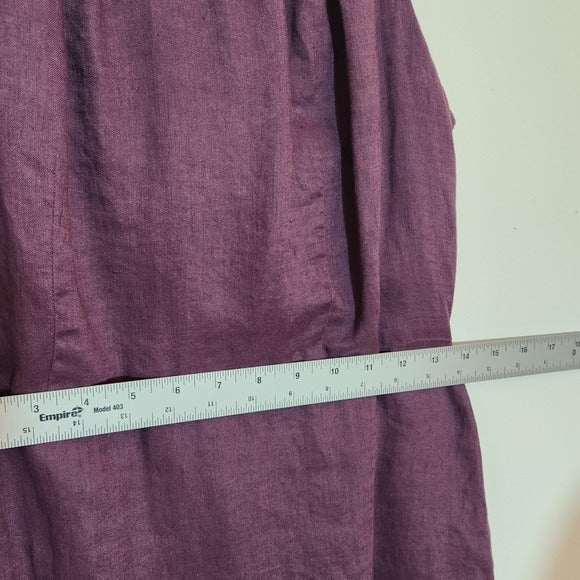 LOFT Plum Linen Sheath Dress Size 6 Wedding Guest Dress