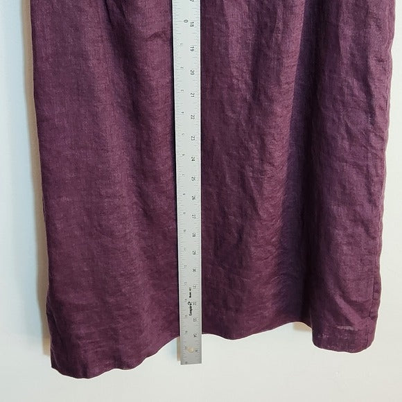 LOFT Plum Linen Sheath Dress Size 6 Wedding Guest Dress