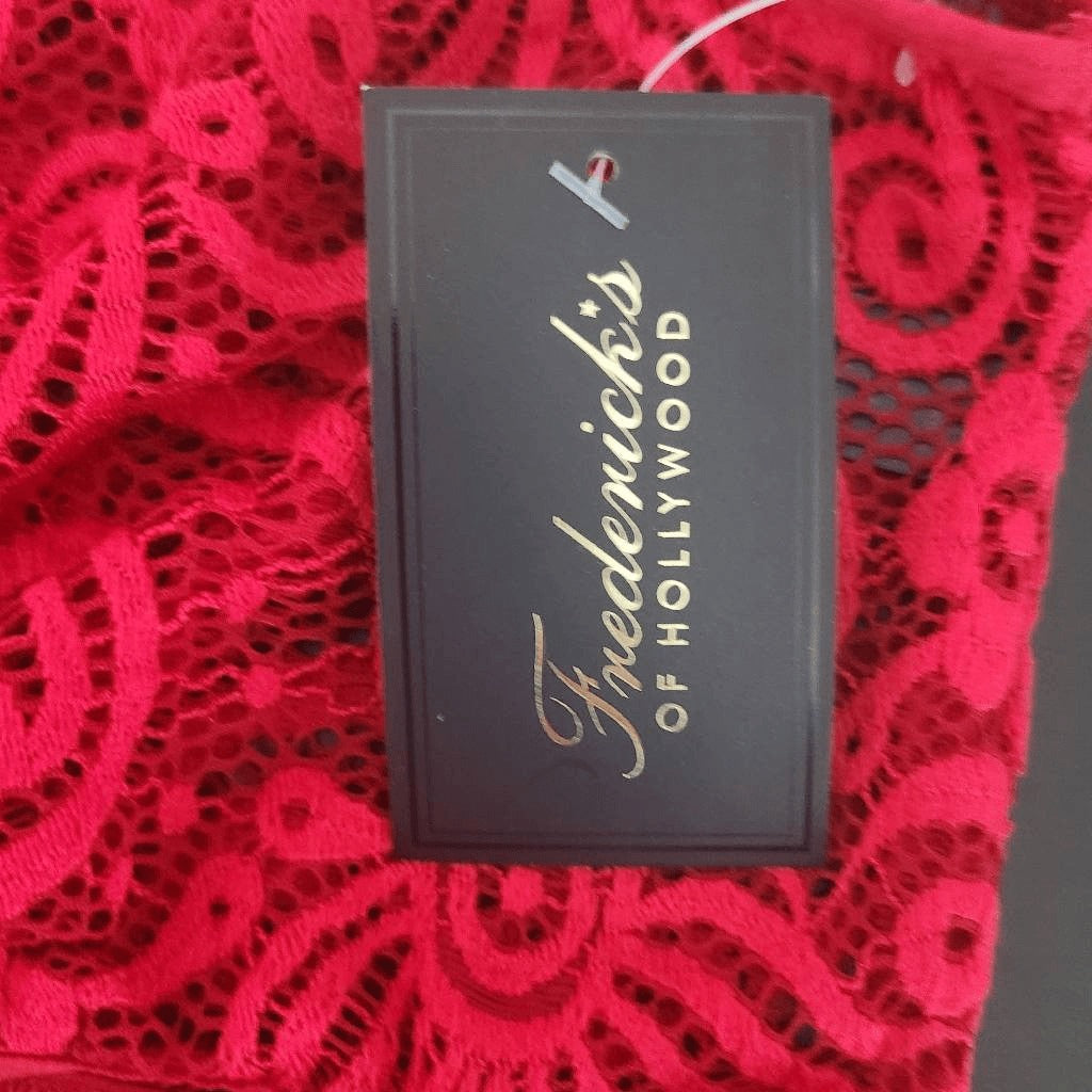 Frederick's of Hollywood Red Sheer Lace Bodysuit Size XL NWT Red Bodysuit