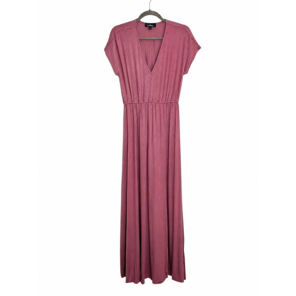 Lulus Pink Short Sleeve Boho Maxi Dress Size Medium Casual Wedding Guest
