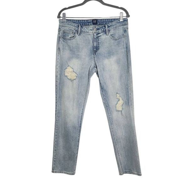 Gap Distressed Girlfriend Straight Ankle Jeans Size 29