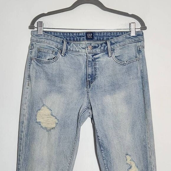 Gap Distressed Girlfriend Straight Ankle Jeans Size 29