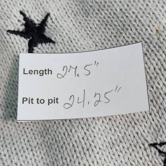 Gray and Black Star Sweater Size Large Oversized Sweater with Embroidered Stars