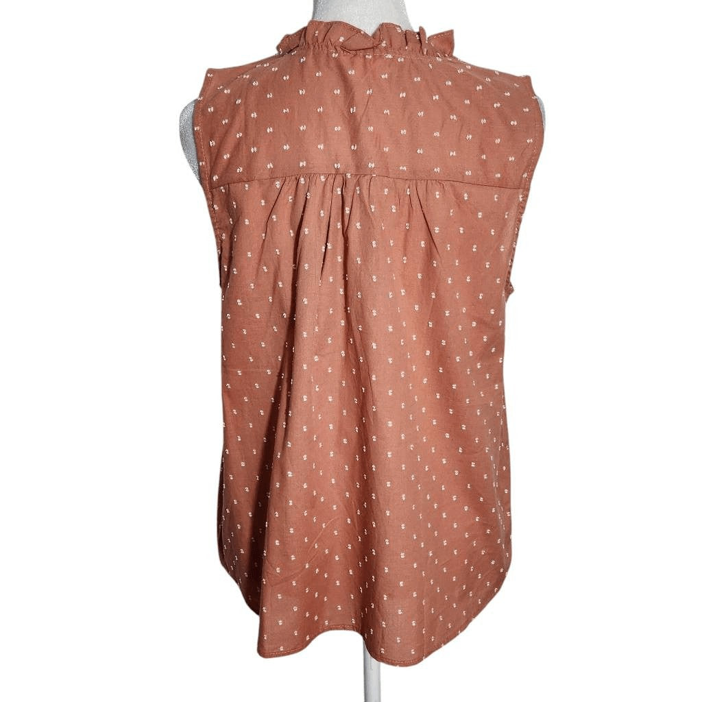 Mine Terra Cotta Sleeveless Blouse with Embroidered Details NWOT Size Medium