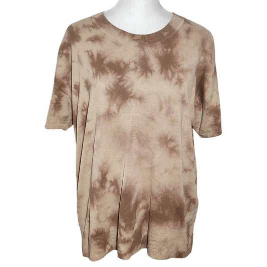 Banana Republic Tan Dyed Short Sleeve Knit Top Size Large Brown Dyed Sweater