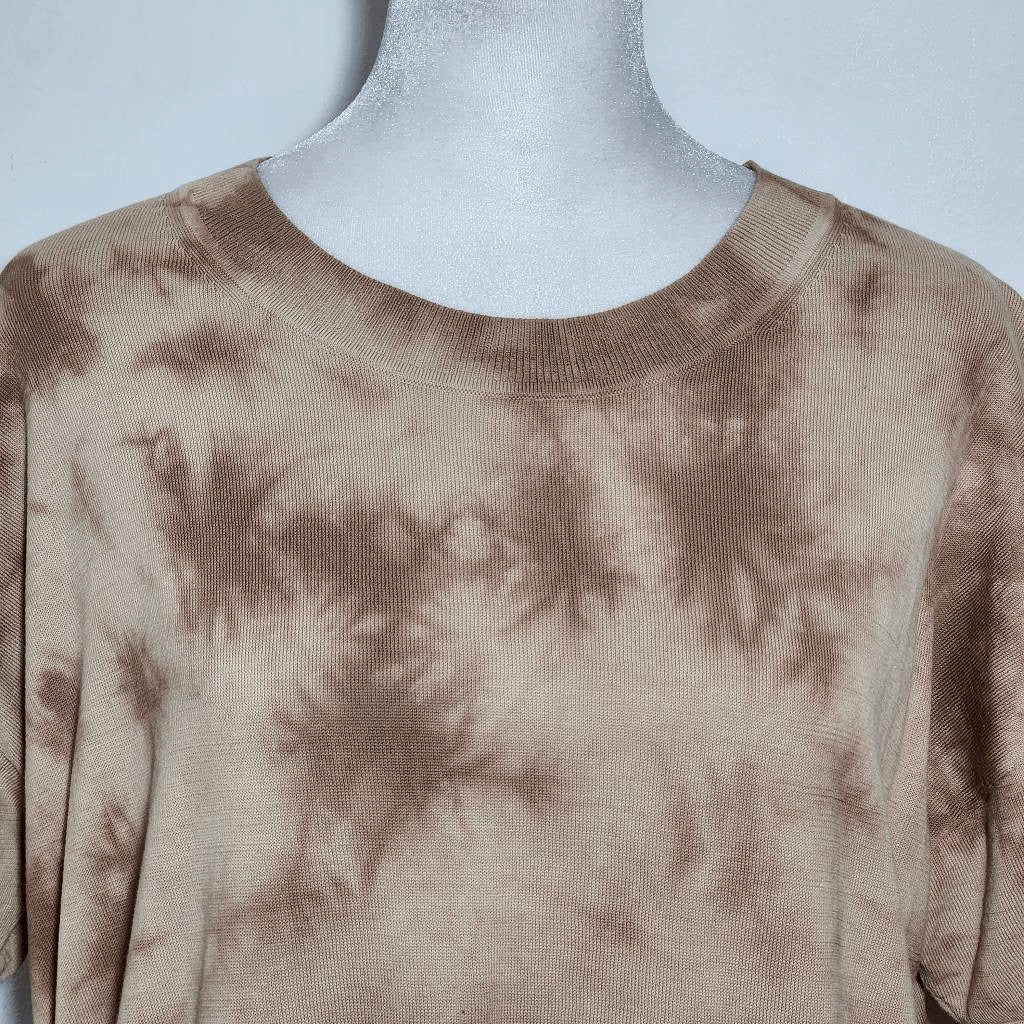 Banana Republic Tan Dyed Short Sleeve Knit Top Size Large Brown Dyed Sweater