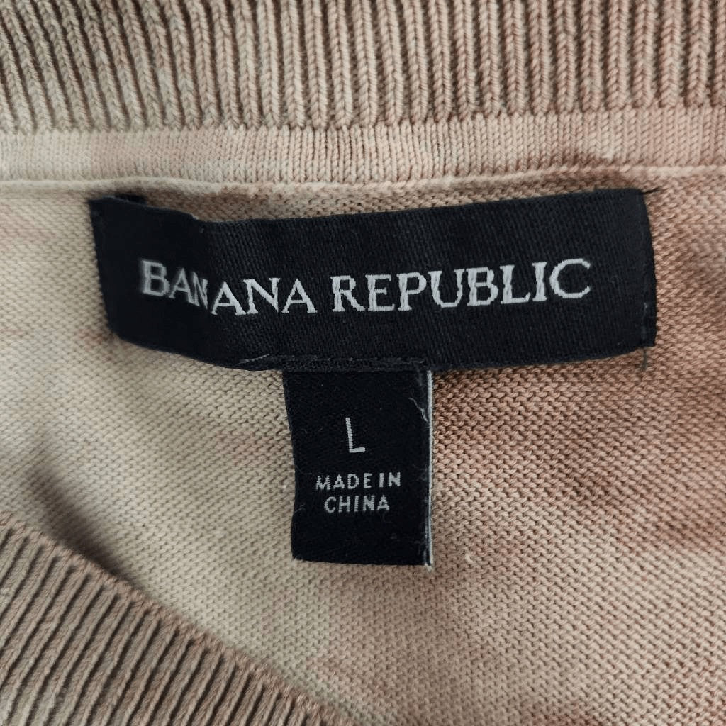 Banana Republic Tan Dyed Short Sleeve Knit Top Size Large Brown Dyed Sweater