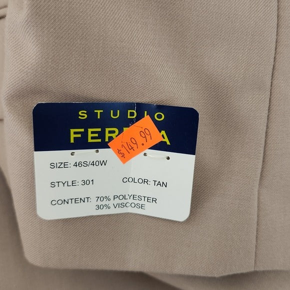 Studio Ferara Mens Khaki Sport Coat Size 46S NWT