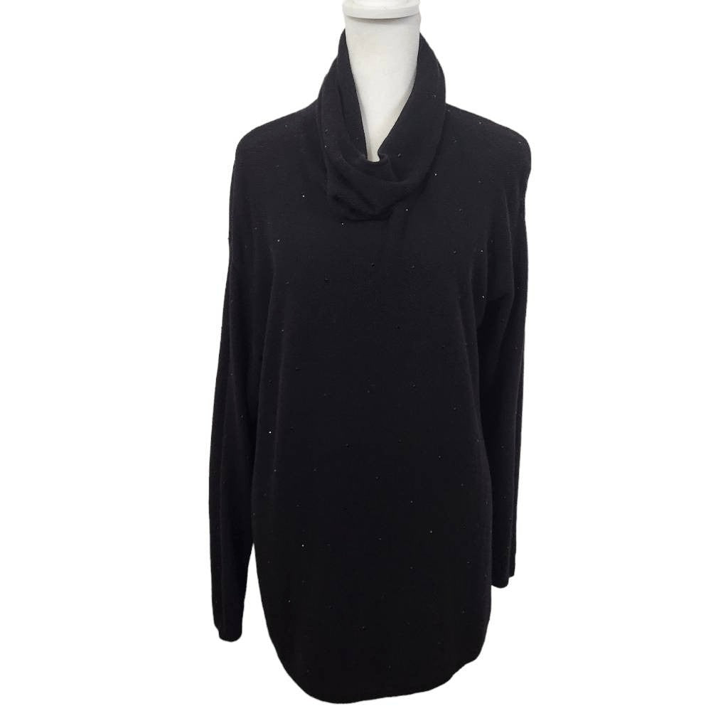 J. Jill Black Sweater with Sparkly Beads Size Small J. Jill Black Cowl Neck