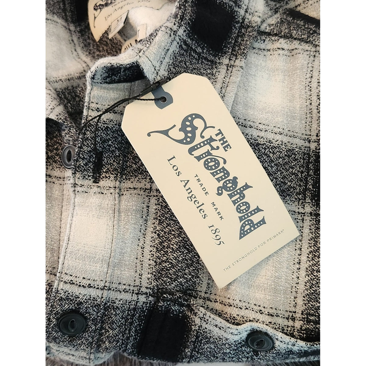 The Stronghold Gray and Black Plaid Button Down Shirt NWT Size Medium