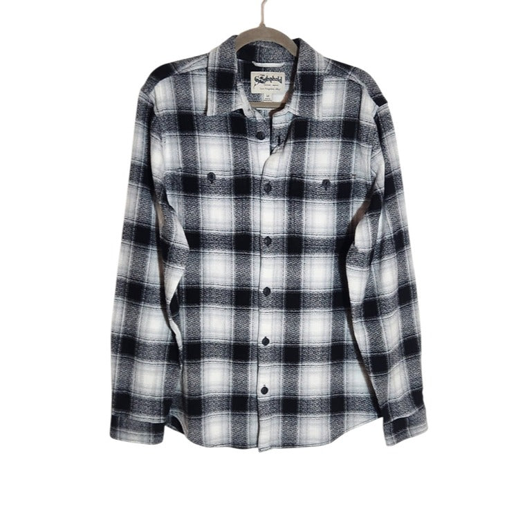 The Stronghold Gray and Black Plaid Button Down Shirt NWT Size Medium