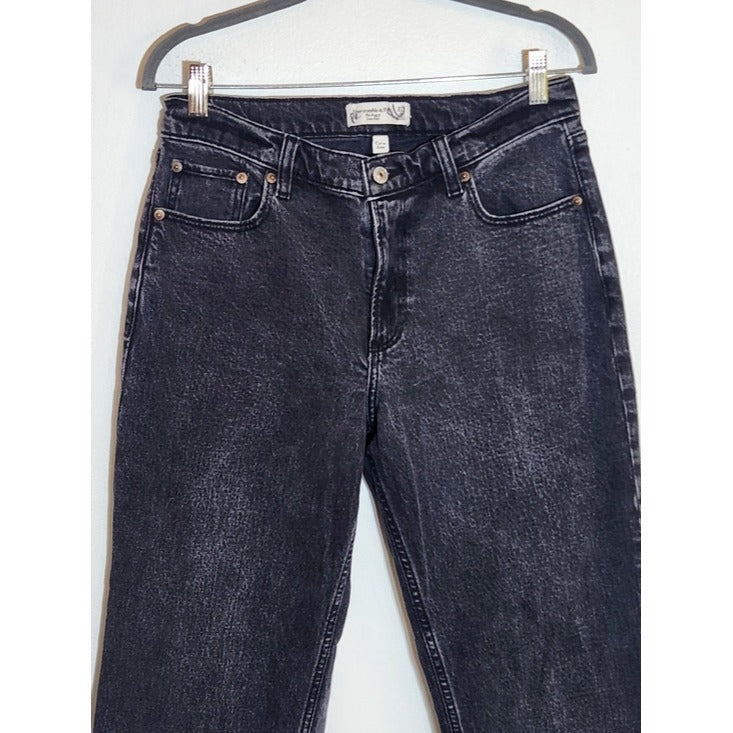 Abercrombie & Fitch Black The Baggy Low Rise Jeans Cut-off Hem Size 27/Size 4