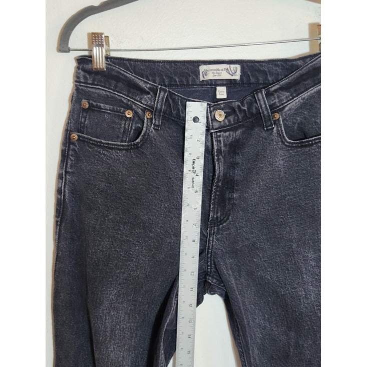 Abercrombie & Fitch Black The Baggy Low Rise Jeans Cut-off Hem Size 27/Size 4