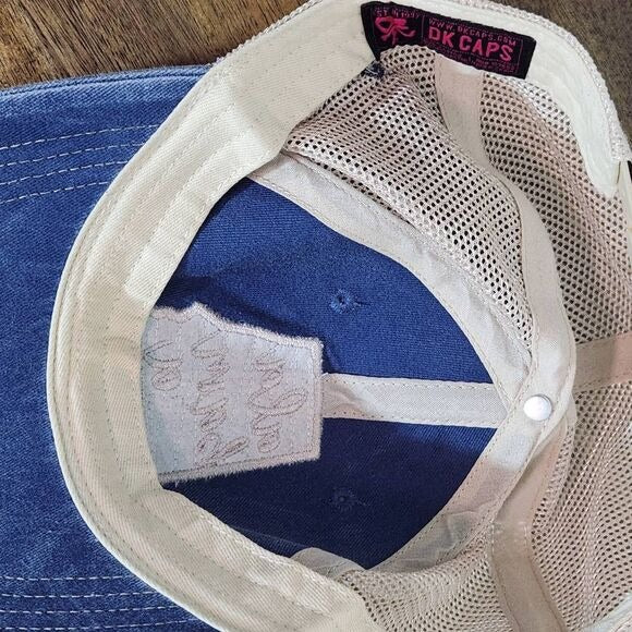 DK Caps Blue and Cream Alabama Baseball Cap One Size Alabama Trucker Hat