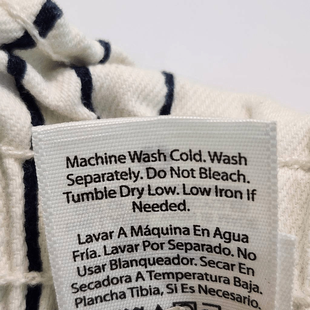 Time & Tru Navy and White Stripe Denim Shorts Size 6 Paper Bag Waist Shorts