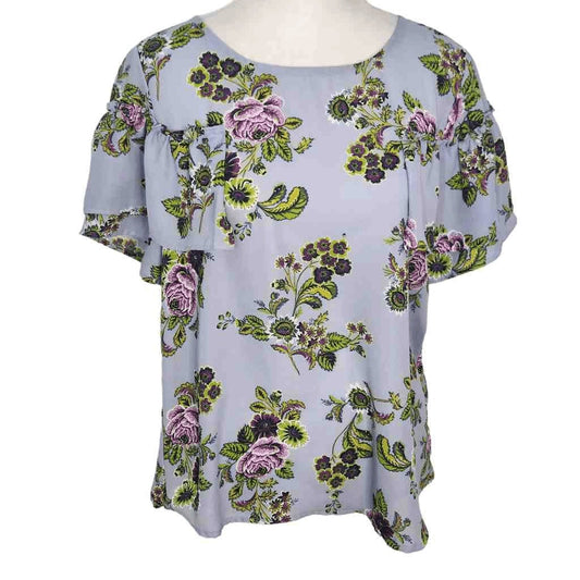 Xhilaration Blue Floral Blouse Size XS Blue Floral Top Cottagecore Top