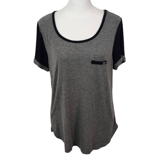 Nicole Miller Gray and Black T-shirt Size Medium Nicole Miller Gray Tee