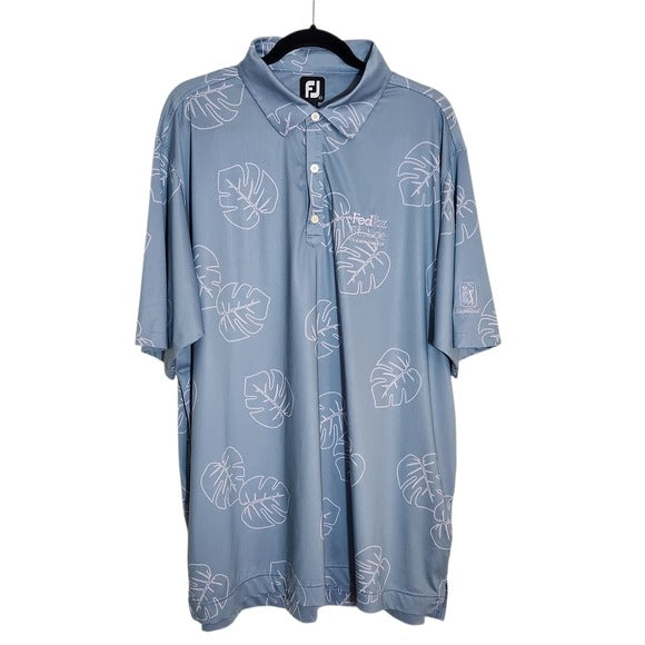 FootJoy Fedex St. Jude Light Blue Palm Print Golf Polo Shirt Size 2XL