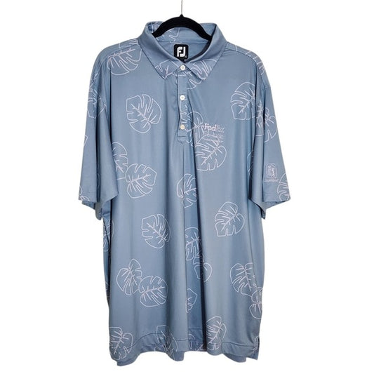 FootJoy Fedex St. Jude Light Blue Palm Print Golf Polo Shirt Size 2XL