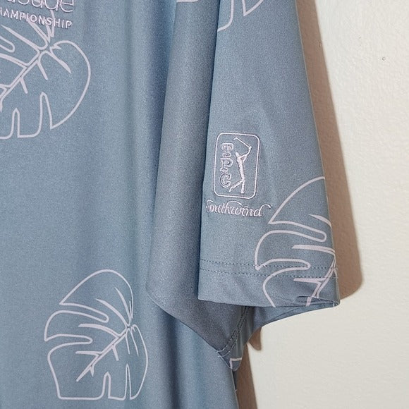 FootJoy Fedex St. Jude Light Blue Palm Print Golf Polo Shirt Size 2XL