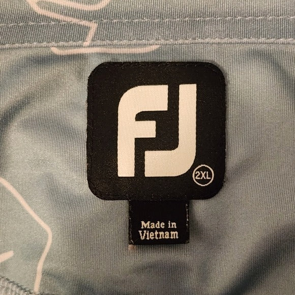 FootJoy Fedex St. Jude Light Blue Palm Print Golf Polo Shirt Size 2XL